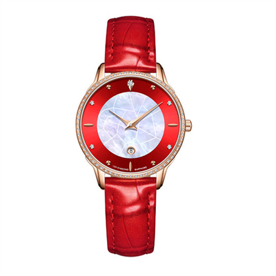 Pin Buckle Diamond Bezel Leather-de Kledingshorloges van Horloge3atm Waterdichte Dames met Diamanten