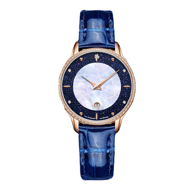 Pin Buckle Diamond Bezel Leather-de Kledingshorloges van Horloge3atm Waterdichte Dames met Diamanten
