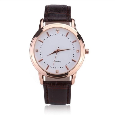 Diamond Armband Paar Quartz Horloge Legering Leer Voor Dames Naald Gesp
