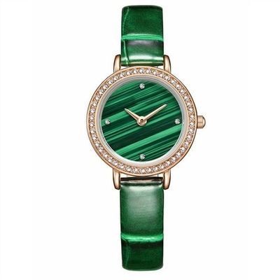 Malachiet van Diamond Quartz Watch Green Ladies van de vrouwenvatting het Echte