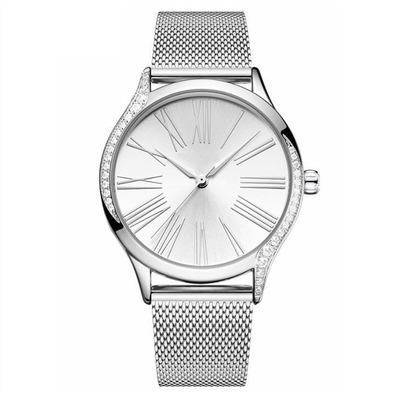 Van het het Kwartsroestvrije staal van de stevige Vrouwen van de Staalgesp het Horloge Diamond Casual Watches