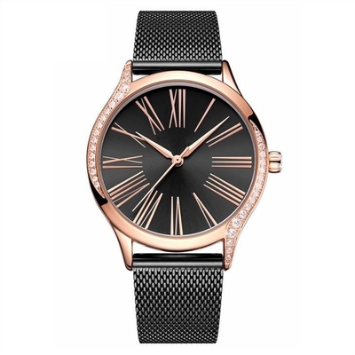Van het het Kwartsroestvrije staal van de stevige Vrouwen van de Staalgesp het Horloge Diamond Casual Watches