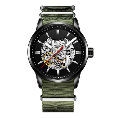 30m van de het Horloge Stereowijzerplaat van het het Levens het Waterdichte Skelet Mechanische Nylon Polshorloge