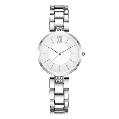 Van de het Roestvrije staalriem van de kwartsbeweging het Horloge Diamond Metal Mesh Watch Band