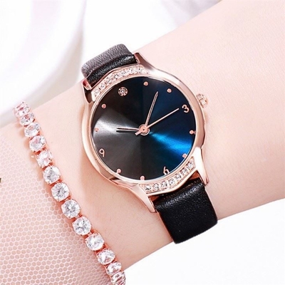 Van de Luxediamond watches Pu van Laiputevrouwen het Verharde Glas Diamond Bezel Watch Riem