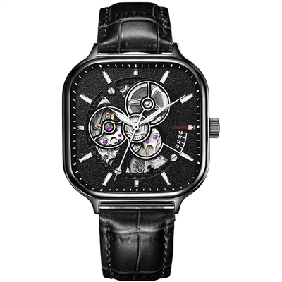 Van het het Skelethorloge van automatische Mensen Vierkante het Roestvrije staalriem Sapphire Mirror