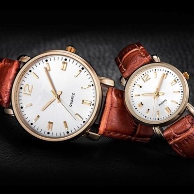 Het Paarhorloge van het Rohsleer voor van het de Bewegingsbamboe van het Minnaarskwarts de Streepriem