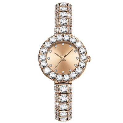 Polshorloge van het de Vrouwenkwarts van de manier het Lichte Luxe met Diamond Waterproof