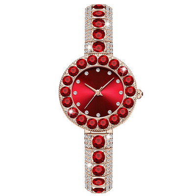 Polshorloge van het de Vrouwenkwarts van de manier het Lichte Luxe met Diamond Waterproof