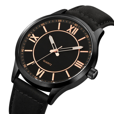 Horloge van het van de bedrijfs manierdouane het Zwarte Leerkwarts voor Waterdichte Mensen