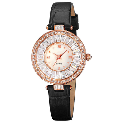 Rond van het het Horlogekwarts van de Geval Toevallig Luxe het Leerhorloge Waterdicht voor Dame