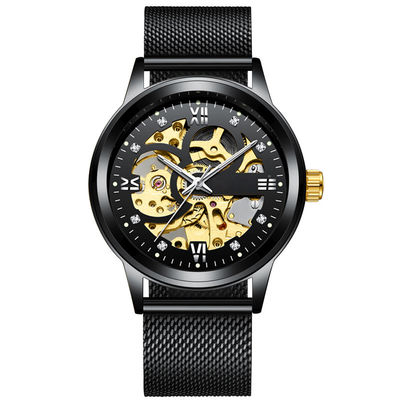 De transparante Horloges de Luxe van de van Bedrijfs Diamond Mechanical Watch Lichte Legeringsmens