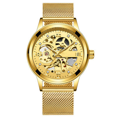 De transparante Horloges de Luxe van de van Bedrijfs Diamond Mechanical Watch Lichte Legeringsmens