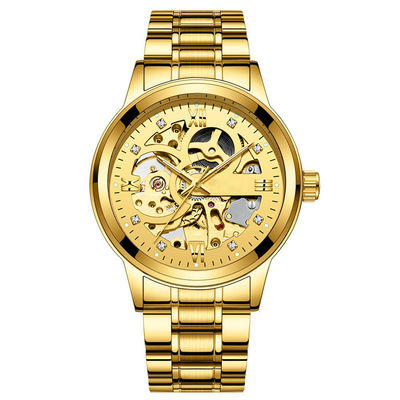 De transparante Horloges de Luxe van de van Bedrijfs Diamond Mechanical Watch Lichte Legeringsmens