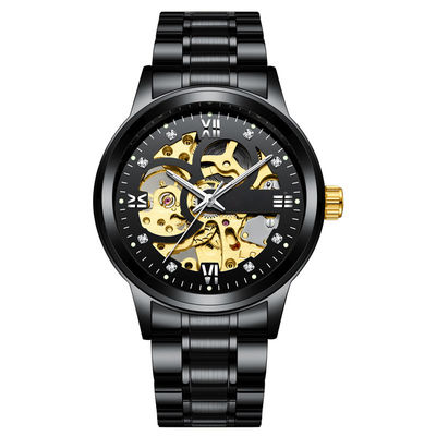 De transparante Horloges de Luxe van de van Bedrijfs Diamond Mechanical Watch Lichte Legeringsmens
