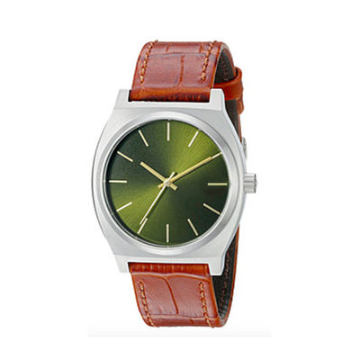 CPSIA Goedgekeurd de Legeringsvierkant van het Leer Minimalistisch Horloge voor Zaken