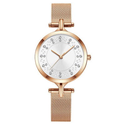 3ATM waterdicht Echt Diamond Quartz Watch Vacuum Electroplating Skinfriendly