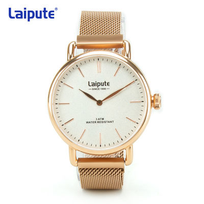 Rose Gold Stainless Steel Quartz-Polshorloge Ondoorzichtige Laipute