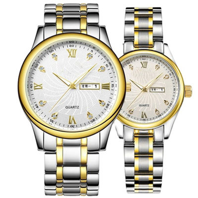 5ATM het waterdichte Horloge van het Paarkwarts, Sandproof Diamond Couple Watches