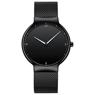 Zwart de Riemhorloge van het Wijzerplaat Zwart Roestvrije staal, Horloge van het Roestvrij staal het Achterkwarts