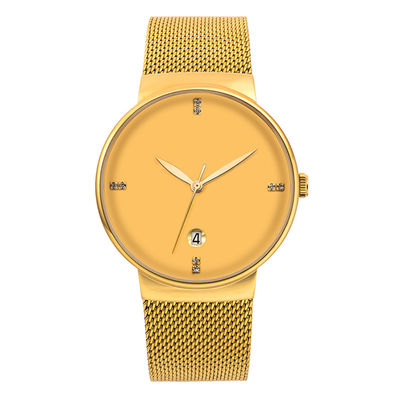 316L het Kwartshorloges van de staal Rugdekking Roestvrije, Gouden Tone Stainless Steel Watch
