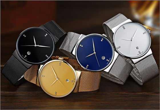 316L het Kwartshorloges van de staal Rugdekking Roestvrije, Gouden Tone Stainless Steel Watch