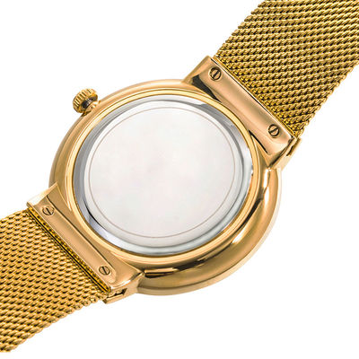 316L het Kwartshorloges van de staal Rugdekking Roestvrije, Gouden Tone Stainless Steel Watch