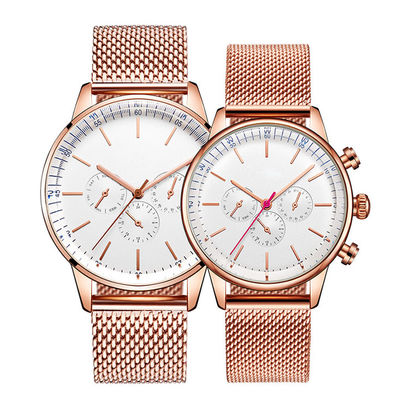 3ATM het waterdichte Horloge van het Paarkwarts, 12mm Wijzerplaat Rose Gold Couple Watch