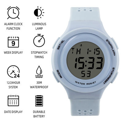 Kleurrijk LCD Digitaal Handhorloge met Originele Silicone Rubberriem