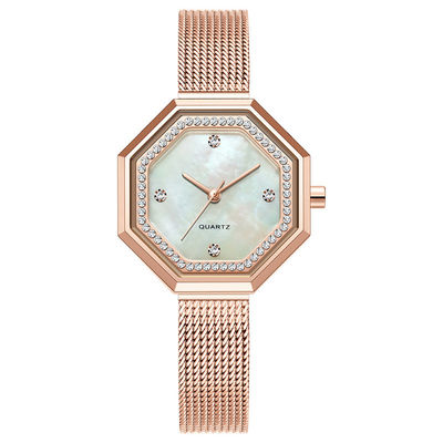 Het uitstekende Waterdichte Staal Mesh Belt van Diamond Female Watch Japanese Movement