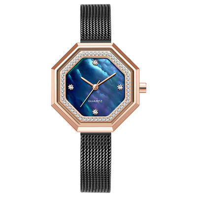 Het uitstekende Waterdichte Staal Mesh Belt van Diamond Female Watch Japanese Movement