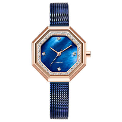 Het uitstekende Waterdichte Staal Mesh Belt van Diamond Female Watch Japanese Movement