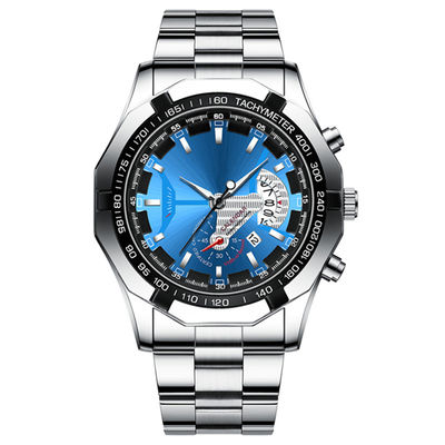 Van het de Chronograafhorloge van mensen de Analoge van de het Roestvrije staalluxe Horloges van het Kwartsmovt