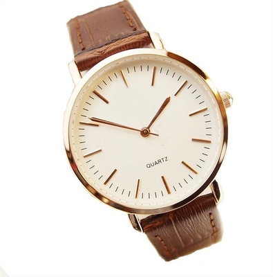 Klassiek Diamond Quartz Leather Band Watches voor Paarontwerper