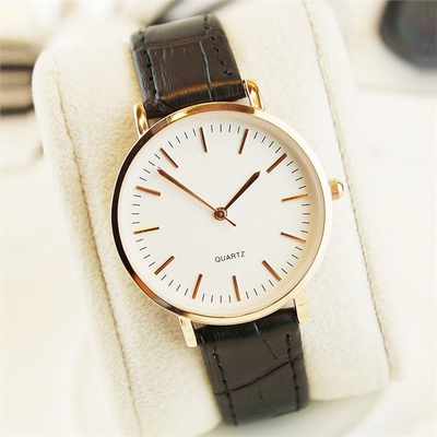 Klassiek Diamond Quartz Leather Band Watches voor Paarontwerper