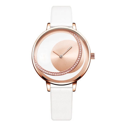 14mm van de Batterijpolshorloges van het Riemkwarts het Leer Diamond Encrusted Mesh Strap Watch