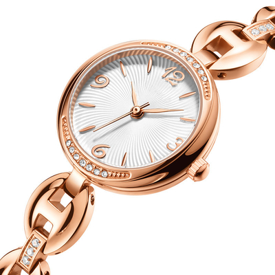 Het Kwartspolshorloge Diamond Encrusted Jewelry Buckle van armbandvrouwen