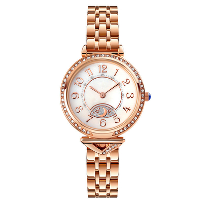 Uitstekende Wijzerplaat Diamond Ladies Quartz Watch Dia 26.5mm de Steelband van de Stermaan