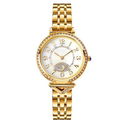 Uitstekende Wijzerplaat Diamond Ladies Quartz Watch Dia 26.5mm de Steelband van de Stermaan