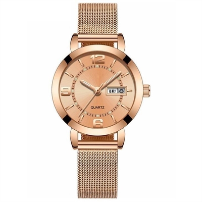 Het Kwartshorloge 3ATM van de Vrouwen van Japan Movt kalender Waterdicht van het Bedrijfsvrouwenhorloge