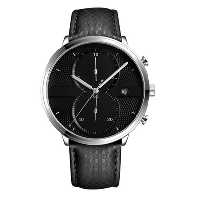 Van het de Legeringskwarts van de leerriem Polshorloge 43mm Dia Minimalist Chronograph