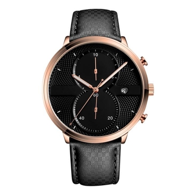 Van het de Legeringskwarts van de leerriem Polshorloge 43mm Dia Minimalist Chronograph