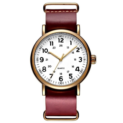 ODM van het de Chronograafhorloge van de Leerband van de het Leerriem Bruine het Roestvrije staalgesp