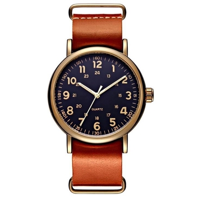 ODM van het de Chronograafhorloge van de Leerband van de het Leerriem Bruine het Roestvrije staalgesp