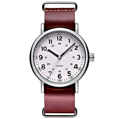 ODM van het de Chronograafhorloge van de Leerband van de het Leerriem Bruine het Roestvrije staalgesp